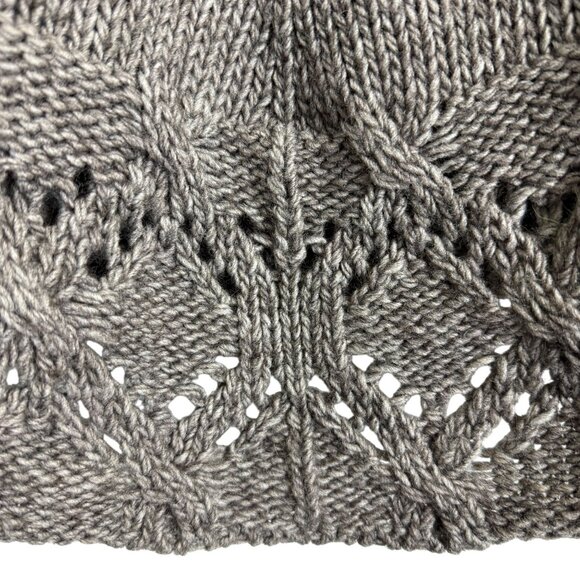 Sperico Italy Knit Wool Alpaca Blend Poncho Sweater OS Cowl Neck Lace Trim Brown - Picture 5 of 9